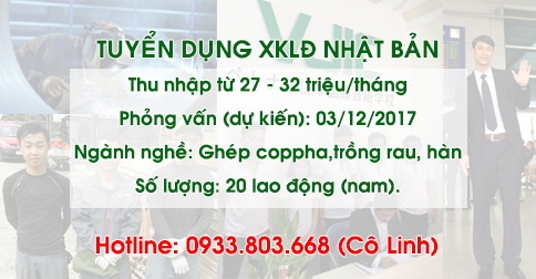 [Tuyển 40 lao động đi làm việc tại Nhật Bản]